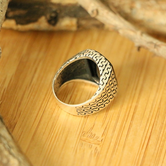 925Sterling Silver Men's Ring Onyx stone - Picture 5 of 7